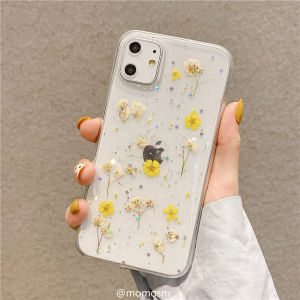 CrashStar Real Dried Flowers Phone Case For iPhone 15 14 13 12 11 Pro Max Mini X XR XS 7 8 6 6S Plus + SE 2020 Soft Epoxy Silicone Clear Back Cover Hot Sale