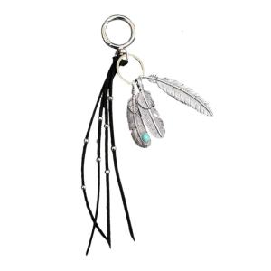 Stylish Faux Feather Keychain Decoration For Women Handbags Cosmetic Pouches Sturdy Metallic Alloy Gift Present