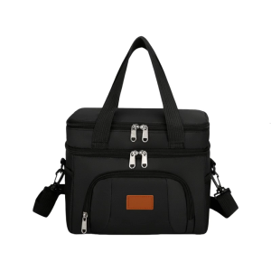 กระเป๋าอาหารฉนวนกันการรั่วไหลกล่องอาหารกลางวันสองชั้นส่วนสายรัดปรับได้ที่ถอดออกได้สำหรับกลางแจ้ง