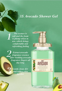 【Fans tone】New Upgrade Generation Avocado Moisturizing Shower Gel For Body Skin Rich Delicate Foam Gentle Cleansing 500ml