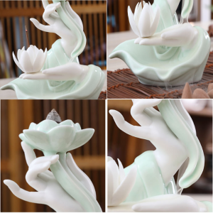 [HCM]Thác khói trầm hương Mẫu Tay Phật Ngọc Nâng Sen thác khói xông trầm tặng kèm 10 nụ trầm búp sen