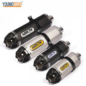 YOUMOTECH 360mm/470mm Motorcycle Exhaust Muffler Pipe Escape Moto ARROW Canister Tail Pipe End Pipe Carbon Fiber Universal for KAWASAKI HONDA SUZUKI YAMAHA Kymco Benelli Ducati Etc