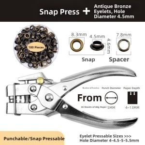 KENDRARY Labor-saving Eyelet Hole Punch Pliers Kit Dual-Purpose Heavy-Duty Punching Grommet Eyelet Pliers Kit Universal Professional Canvas Shoes Punching Tools DIY Crafts