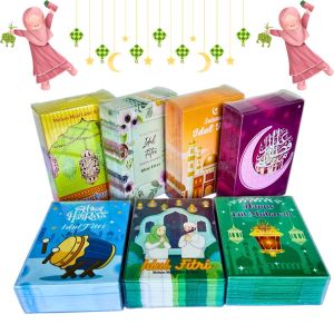 (50 LEMBAR) Amplop Lebaran Idul Fitri PP Mika Pendek Angpao Lebaran Motif Masjid Mekah Eid Mubarak