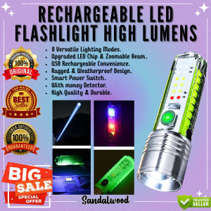 Best Seller NEW SUPER BRIGHT LED FLASHLIGHTS RECHARGEABLE | High Quality 8 Lighting Modes Tactical Zoom Flashlight | Waterproof Multi- functional Flashlight with UV Money Detector | Magnetic Uv Light Portable 800LM 1200LM Torch with 1200mah Battery