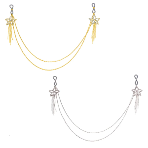 Rhinestones Star Tassels Nipple Chain No Piercing Bra Nipple Clamp Noose Rings Layered Crystal Body Jewelry for Women
