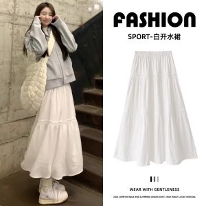 COD white lazy wind drooping skirt for womens spring and autumn new models covering the meat and showing thinness high-end temperament casual dress 2026 new product