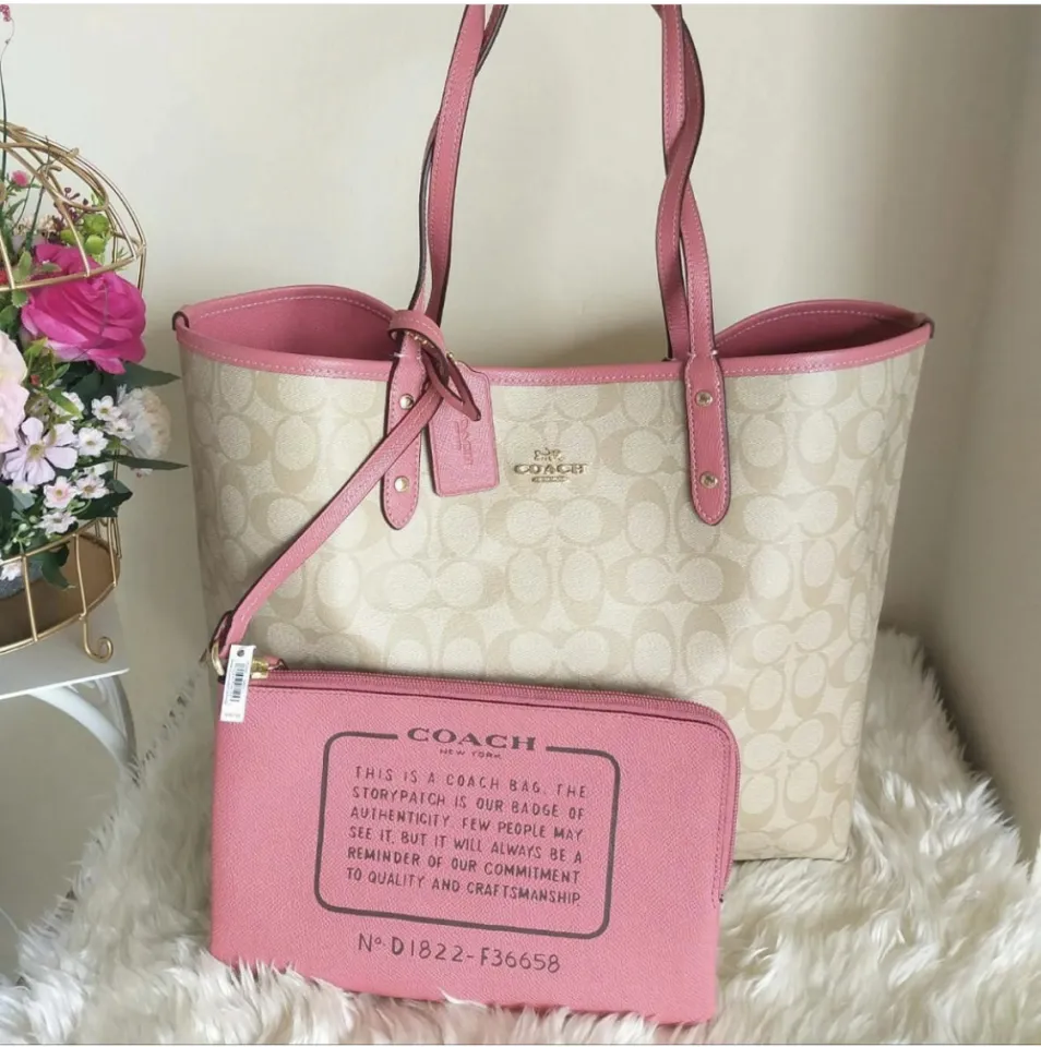 Coach pink store reversible tote