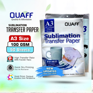 Easyprint QUAFF Sublimation Transfer Paper A4 / A3 Size 100GSM x Quick Drying (100sheets per pack)