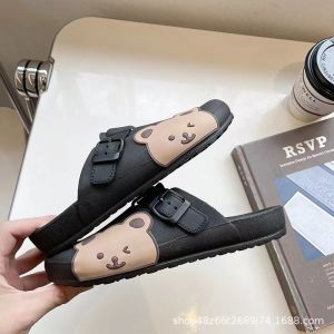 New Thick Bottom Non-Slip Outdoor Slipper with Bear Design for Women
