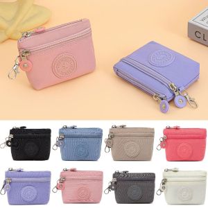 91LINTIN สีพื้น กระเป๋าสตางค์ผู้หญิง ไม่ซึมน้ำ ไนลอน กระเป๋าเหรียญ ใหม่ พร้อมพวงกุญแจ กระเป๋าโทรศัพท์มือถือ ผู้หญิง