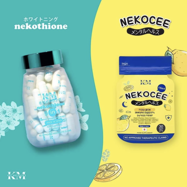 nekothione glutathione mg NEKOTHIONE 9 in 1 and Nekocee by Kath Melendez Skin Whitening Glutathione 60 Capsules Safe For Young Teens From Age 14 1-2 Capsules Daily For Visible Changes - Lazada