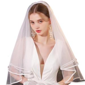 Cô Dâu Hai Lớp vải tuyn Veil Trắng Veil tóc cô dâu cho tiếp nhận tiệc độc thân