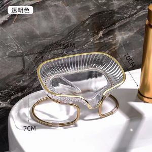 Nordic Soap Holder with Metal Base Soap Dish Box Sink Bath Shower Plate Drain Water Bathroom Washbasin Rack