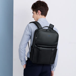 GOLF QUALITY Classic Laptop Backpack Men pu Leather 15 6 inch Back Pack Bag with Compartment Back Zip Waterproof Man Office Work Anti-splashing Backpacks Black