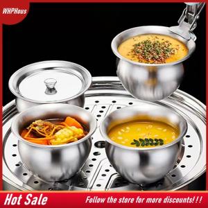 【COD】🔥🔥🔥 Stainless Steel Steamed Egg Bowl Ramen Rice Fruit Salad Stew Bowls With Lids Soup Cup Food Container Kitchen Tableware Supplies