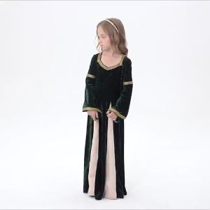 Renaissance Vintage Medieval Girls Costume   Opera stage costume court-style long dress with bell sleeves