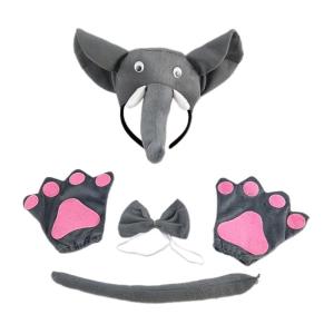 Halloween Animal Costume for Kid Birthday Party Halloween Elephant Dress up Costume Elephant Hairband Tail Bowtie