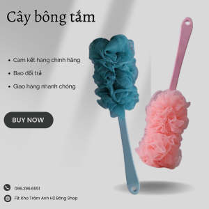 Cọ Lưng Bông Tắm Có Cán Cầm Cao- Cao Cấp