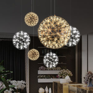 Modern Spark Ball LED Pendant Lights Ceiling Chandelier Stainless Steel LOFT Hanging Lamp Indoor Lighting Room Decor Dining Room