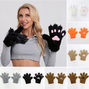 SKJK STUDIO Lông thú Găng tay trang phục cosplay Làm dày Phim hoạt hình Găng tay hình chân mèo bằng nhung Dễ thương Đồ dùng cosplay Găng tay móng vuốt cho chó con Quà tặng
