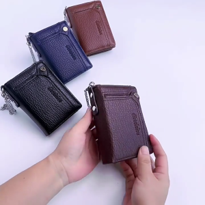 Giấy phép lái xe trường Hợp Chủ Ví da PU nam với kim loại có thể tháo rời chuỗi túi có khóa kéo Ví ngắn