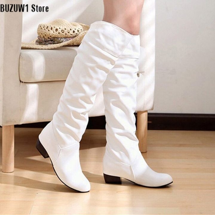 Flat leather calf boots best sale