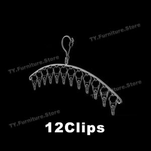 Stainless Steel Clothes Hanger Multi Clip Drying Socks Household Dormitory Balcony Clothes Hanger 20/30/40/50/60 Clips Stainless Steel Clothes Hanger Windproof