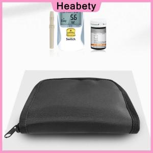 Heabety Portable Blood Glucose Meter Storage Bag Household Blood Pressure And Oxygen Meter Carrier Organizer Black Zipper Storage Bag