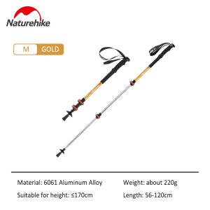 Naturehike Qingxue Base/ST01 Aluminum Alloy Trekking Pole 100cm 120cm 135cm External Lock Hiking Pole Walking Stick 3 Section Alpenstock for Men Women Children NH17D001-Z