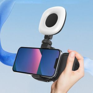 Smart Phone Camera Assistant Blueteeth Phone Holder with Fill Light Non-slip Imitation Camera Handle for Live Streaming Shooting