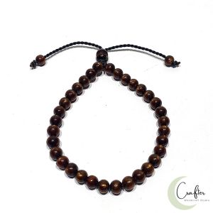 Gelang 33 Butir Kayu Tali Arus /Akar Bahar Serat Emas Kehitaman Asli