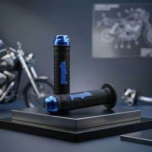 PENGUIN Handle Grip Pro Series Universal Motorcycle Handlebars Rubber Grips Non-Slip [Black/Blue/Red