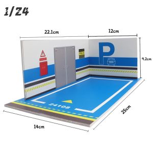 1:24 Scale Diecast Car Alloy Diorama PVC Simple Assembly Garage Parking Space Scene Miniature Model Display Case Decor for Boys