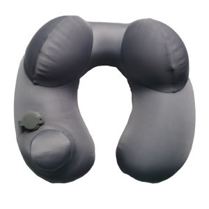 บอกลาอาการปวดคอและบอกลาหมอนรองคอ กดและเป่าลมอัตโนมัติ หมอนรูปตัว U แบบพกพาสําหรับเดินทาง