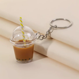 Cute Bubble Tea Keychain Charms KawaiiCar Backpack Keyring Bag Pendant Couple Gift Mini Cup Pendants with Keychain Rings