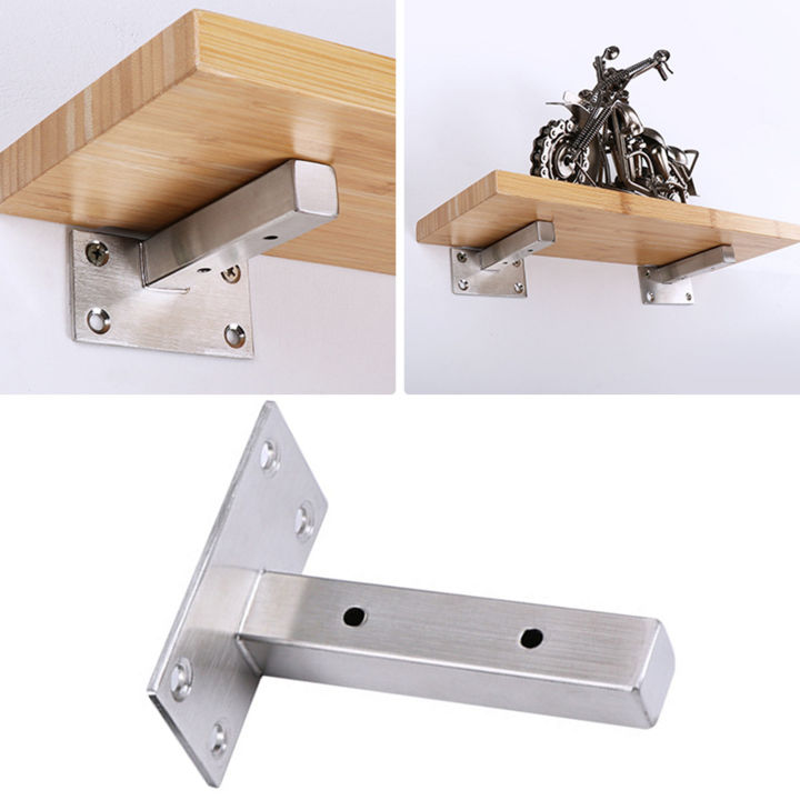 1Pc Heavy Duty Save Space Shelf Bracket Stainless Steel T-Shape Solid Floating Wall Shelf ...