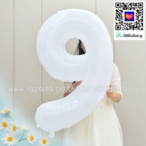 ส่งไว! ลูกโป่งตัวเลข ฟอยล์เลข สีขาว ขนาดจัมโบ้ 40 นิ้ว