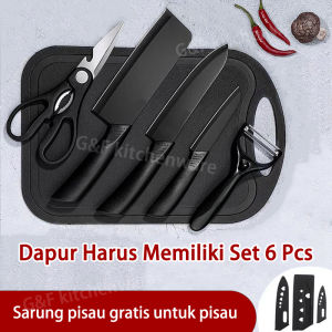 RAMO Black Knife 6 in 1 Set FREE TalenanSarung pisau