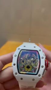 Its hot! Premium Ceramic glaze Rainbow Gradient Mens Watch Quartz six-pin multi-function Perpetual Calendar Sweep second watch