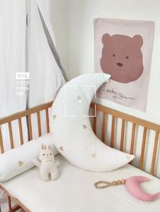 《带娃神器》新生儿月亮安抚枕宝宝刺绣哺乳枕纯棉绗缝靠垫防撞床围腰枕可拆洗