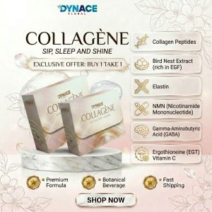 [BUY 1 TAKE 1] DYNACE GLOBAL Collagène Collagen Peptides with Bird Nest Extract EGF Elastin NMN Ergothioneine EGT GABA & Vitamin C | Sleep & Shine Beauty Collagen Drink
