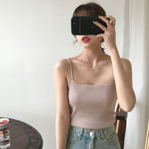 762 เสื้อสายเดี่ยว ผ้าไหมพรมถัก สไตล์แฟชั่น สุดเซ็กซี่ สวมใส่สบาย