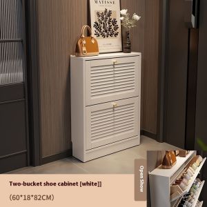 [CozyNest ]Shoe Cabinet Solid Wood Ultra-Thin Shoe Cabinet Entrance Shoe Cabinet Storage Narrow Door Tipping Bucket