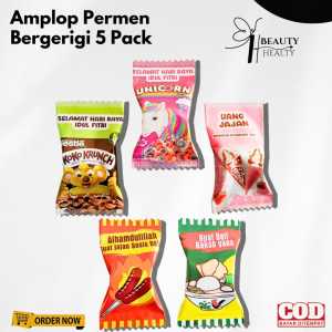 Amplop Lebaran Permen Bergerigi 5 Pack Isi 50 Lembar Amplop Lebaran Fitri Amplop Lebaran Murah Meriah