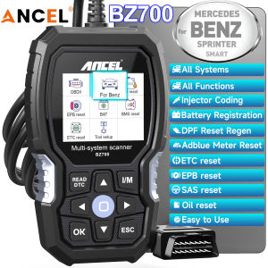 ANCEL BZ700 Professional OBD2 Scanner for Mercedes Benz Sprinter Smart Read/Erase Transmission ABS SRS Airbag SAS TPMS Error Codes Diesel Car Diagnostic Reset Scan Tool Engine OBD Code Reader