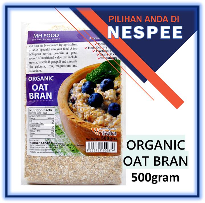 MH Food Organic Oat Bran 500g Lazada