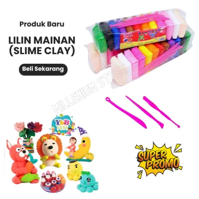 Slime Bantal Warna isi 12 / klay Murah Ukuran Besar / Mainan Edukasi Anak Plastisin Lilin Mainan Clay Polymailer Isi 12 Pcs Free Pisau Mainan 3 Pcs / Cod / Colour Fashion