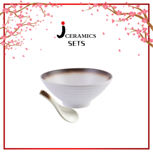 J Ceramics Set Series Japanese Ramen Bowl with Soup Spoon Creative High Quality Design
