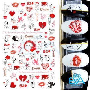 [HCM]Decal Dán Móng Tay 3D Nail Sticker Tráng Trí Hoạ Tiết Chủ Đề Tình Yêu 520 Sweet Love F704